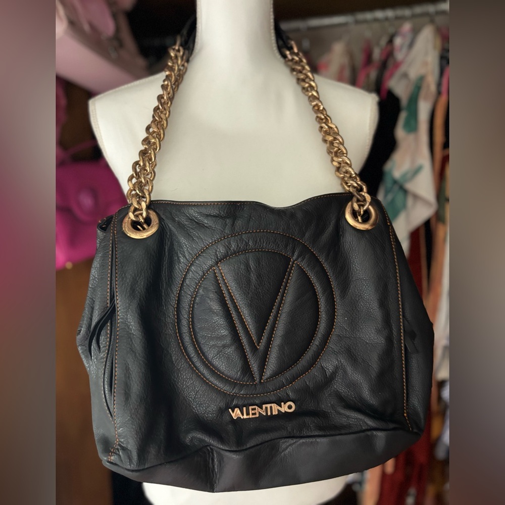 Valentino Black Leather Iconic Shoulder Bag